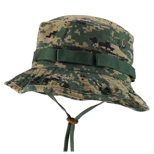 Armycrew 100% Washed Cotton Boonie Hat with Chin Strap - color: Woodland Digital, size: X-Large