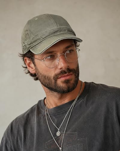 Clakllie Cotton Short Brim Hat for Men Vintage Cadet Style Baseball Cap - color: Clsb06-washed Green
