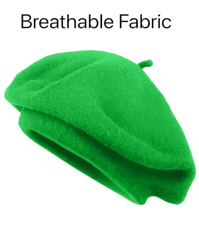 Parquet Solid Color French Beret Hat. Classic French, Casual and Chic Lightweight Cap for Women - color: Green