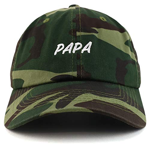 Trendy Apparel Shop Papa Embroidered Soft Crown 100% Brushed Cotton Cap - color: Camo
