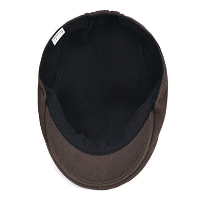 VOBOOM Men's Cotton Flat Ivy Gatsby Newsboy Driving Hat Cap - color: Brown