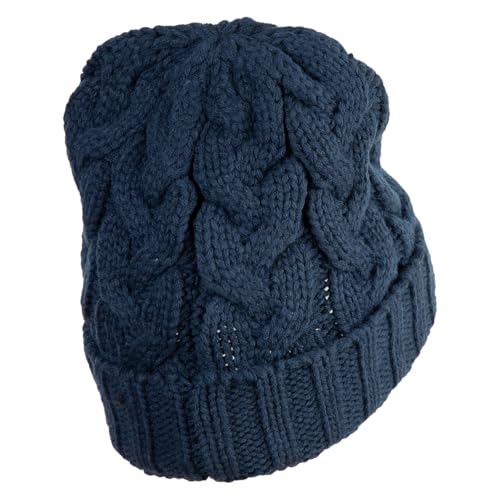 e4Hats.com Chunky Cable Knit Cuff Long Beanie - color: Navy