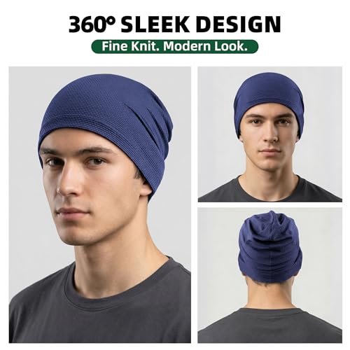 3 Pack Breathable Cooling Skull Cap Sweat Wicking Beanie for Cycling Running Helmet Liner Cap Under Hard Hat - color: Black+black+blue