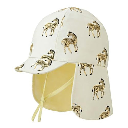 Baby Boys Girls Sun Hat 100% Cotton Flap Hat,Toddler Kids Hats with Neck Protection,Summer Essentials for Baby - color: Beige Yellow Zebra, size: 6-12 Months