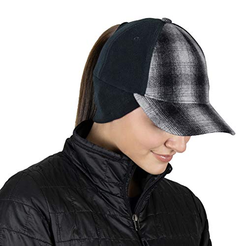 TrailHeads Women's Ponytail Trucker Hat, Running, Hiking & Outdoor Sports - color: Grey Plaid