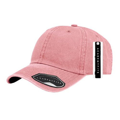6 Panel Cotton Washed Dad Hat Strapback Baseball Cap #H2011PB - color: Pink #H2011pb