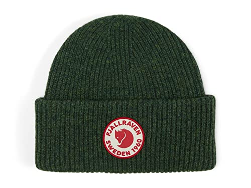 Fjällräven 1960 Logo Hat Beanie - Knit Winter Cap with Folded Cuff, Warm Soft Everyday Outdoor Hat - color: Deep Forest