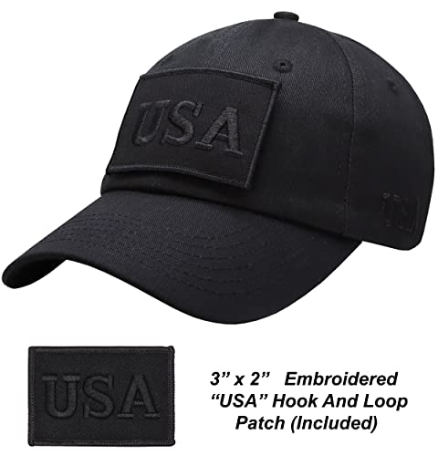 Antourage American Flag Unisex Baseball Hat for Men and Women | USA Flag Mesh Snapback Cap with 2 Patriotic Patches - color: (10.8) Black Classic