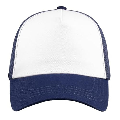 Falari 5-Panel Mesh Baseball Cap, Trucker Hat, Structured Plain Design, Cotton, Adjustable Size - color: 1pk Navy