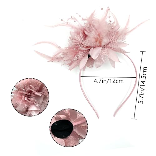 Fascinators Hat Tea Party Hat for Women 1920s Halloween Party - color: Dusty Pink