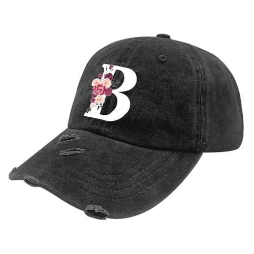 Custom Initial Letter Baseball Cap for Women, Personalized A-Z Monogram Washed Distressed Hat for Mom Gift - color: Classic Alphabetes A-z Cute Letter Caps Cute Baseball Hat 2