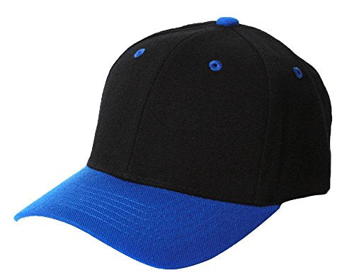 TOP HEADWEAR Adjustable Baseball Structured Cap Hat - color: Black/Royal