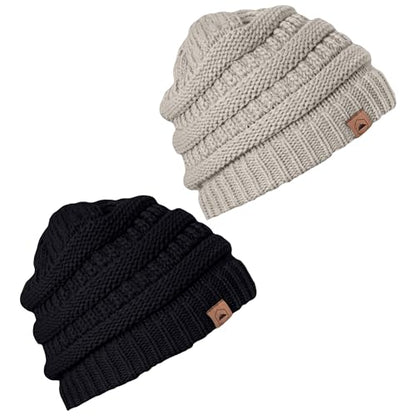 Tough Headwear Slouchy Beanie Hat - Itch-Free Winter Hats for Women - Stretchable Beanies for Women - Acrylic Winter Gear - color: Bkbg