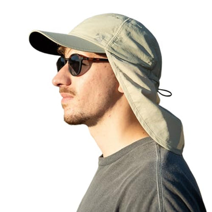 TOP-EX L/XL/XXL UV50+ Waterproof Neck Flap Baseball Sun Cap - color: Beige, size: XX-Large