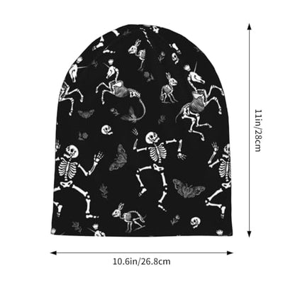 Slouchy Beanie Hat Skull Cap Chemo Headwear Baggy Hats for Men Women Running Cycling - color: Dancing Skull