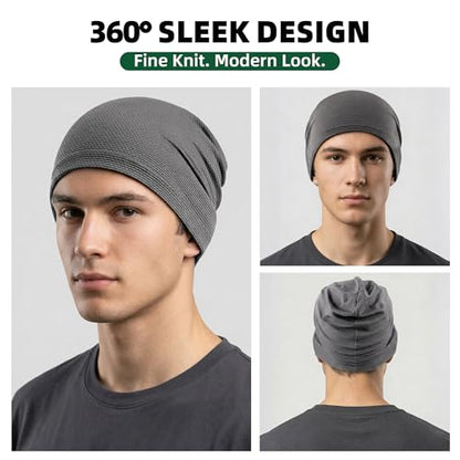 3 Pack Breathable Cooling Skull Cap Sweat Wicking Beanie for Cycling Running Helmet Liner Cap Under Hard Hat - color: Black+black+gray