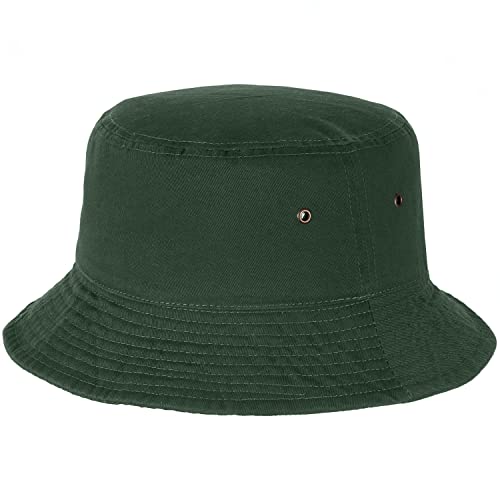 Falari Men Women Unisex Cotton Bucket Hat 100% Cotton Packable for Travel Fishing Hunting Summer Camp - color: Dark Green, size: Small-Medium