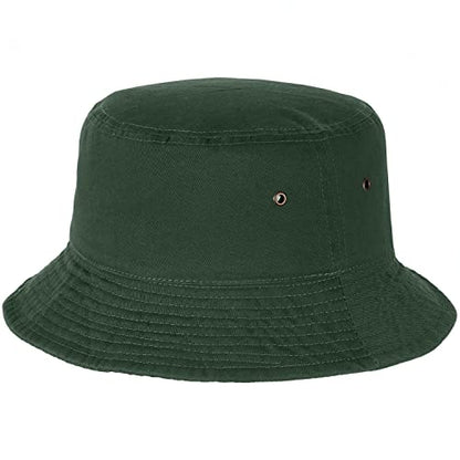 Falari Men Women Unisex Cotton Bucket Hat 100% Cotton Packable for Travel Fishing Hunting Summer Camp - color: Dark Green, size: Small-Medium
