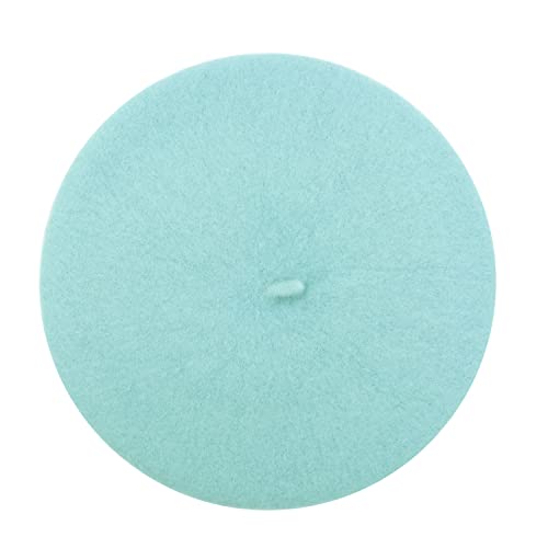 Gllutt Women Wool Beret Hat French Style Solid Color - color: Baby Blue