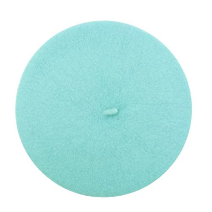 Gllutt Women Wool Beret Hat French Style Solid Color - color: Baby Blue