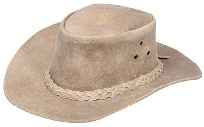 Australian Western Style Cowboy Outback Real Suede Aussie Bush Hat - color: Camel, size: Small