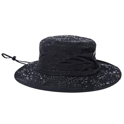TOP-EX Waterproof Wide Brim Sun Hat for Men, UPF 50+, Large Sizes - color: Te00702_black, size: Medium-Large