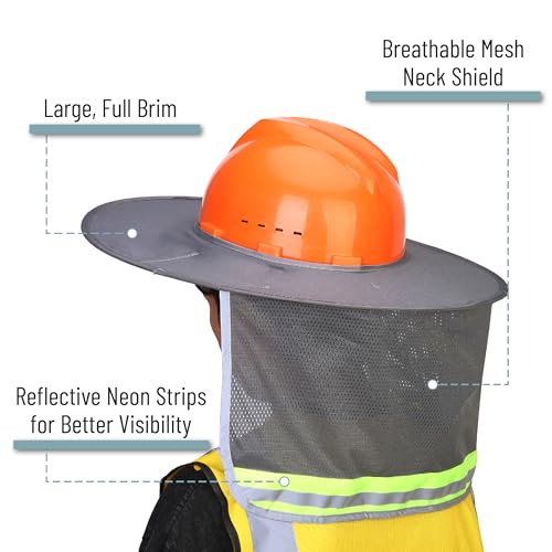 UNCO- Hard Hat Sun Shield, 3 Pack, Grey, Full & Standard Brim Mesh Sunshade High Visibility Reflective, Hard Hat Accessories - color: Grey, size: 3 Pack