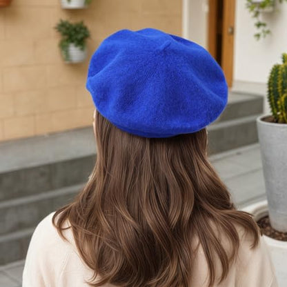 Women's Wool Beret: 70% Wool French Hat for Daily, Lightweight & Chic Berets for Women - color: Royal Blue