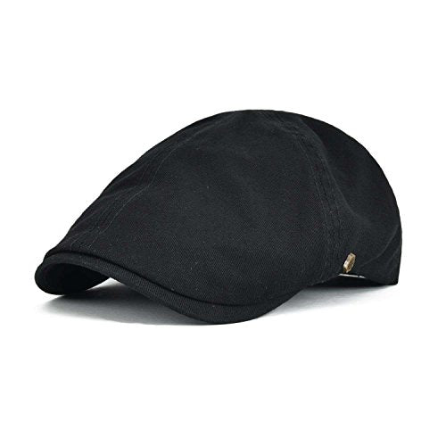 VOBOOM Cotton Flat Cabbie Hat Gatsby Ivy Irish Hunting Newsboy Cap - color: Black