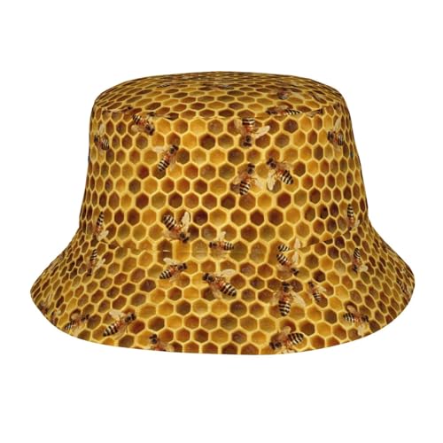 Bucket Hat for Men Women Packable Sun Hats Fisherman Outdoor Summer Travel Hiking Beach Caps - color: Bee