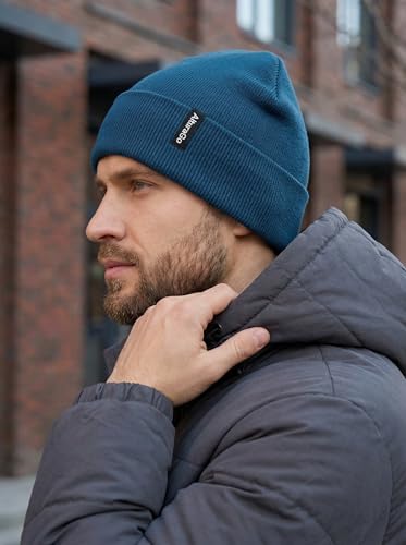 Beanie for Men Women Unisex Winter Hat Cuffed Thick Knitted Beanies Skull Cap - color: Royal Blue