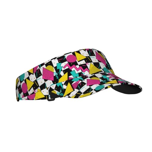 Sports Sun Visor Hat for Men Women, Adjustable Breathable Golf Tennis Cap - color: Retro 80s 90s Memphis Style