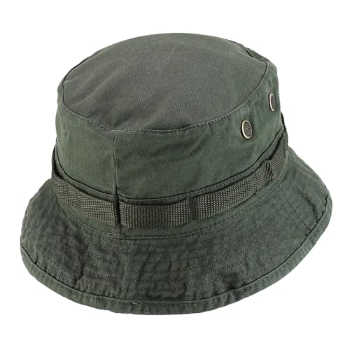 Armycrew 100% Washed Cotton Boonie Hat with Chin Strap - color: Olive, size: Small