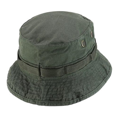 Armycrew 100% Washed Cotton Boonie Hat with Chin Strap - color: Olive, size: Small