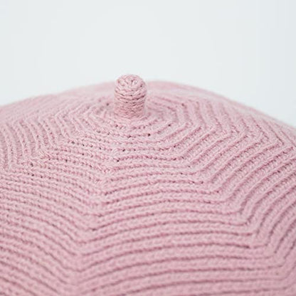 French Style Beret Hat for Women Winter Fall Knit Artist Hats Classic Solid Color Beanie Hat - color: Light Pink