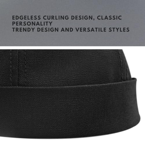 Docker Cap XXL Brimless Hat Oversize Retro No Brim Hats Plus Size Snapback Beanie - color: Black