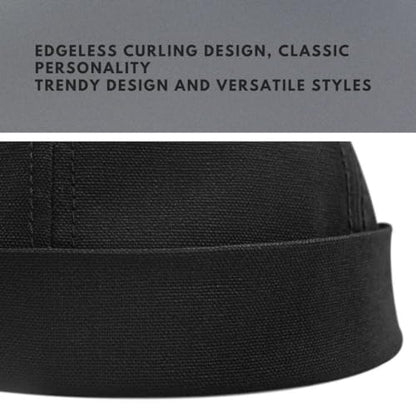 Docker Cap XXL Brimless Hat Oversize Retro No Brim Hats Plus Size Snapback Beanie - color: Black