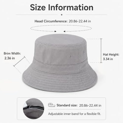 Cotton Bucket Hat Packable Beach Sun Hat for Women Men - color: Lightgray