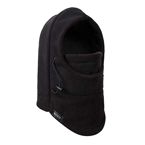REDESS Winter Windproof Hat, Unisex Children Heavyweight Balaclava, Ski Mask with Thick Warm Fleece Face Cover - color: Black