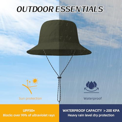 Durio Waterproof Bucket Hats for Woman UPF 50+ Sun Hat - color: Olive