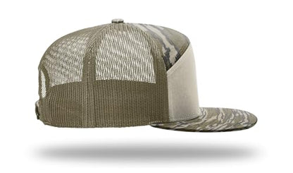 Richardson 168 168P Hat 7-Panel Trucker Cap Hi-Pro Snapback Cap Camo Hat Adjustable Baseball Hat Blank Hat Bulk Hats - color: Bottomland/Loden