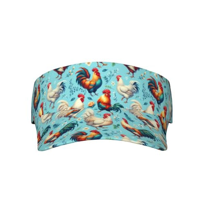 Unisex Adjustable Sports Sun Visor - color: Floral Chicken Rooster