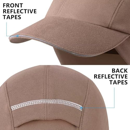GADIEMKENSD Women's Winter Reflective Fleece Ponytail Hat with Drop Down Ear Warmer - color: Brown, size: 7-7 1/8