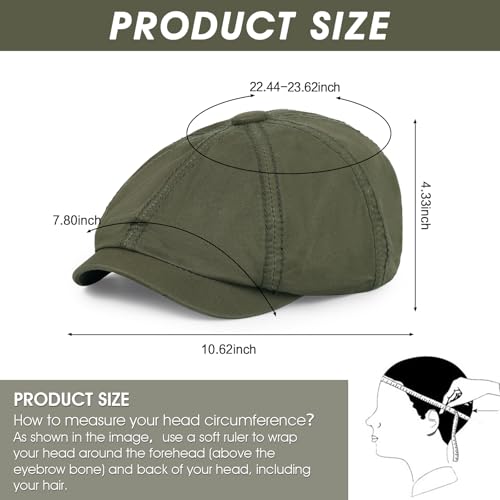 Newsboy Cap for Men Cotton 8 Panel Men's Flat Cap - color: Armygreen+navy, size: One Size