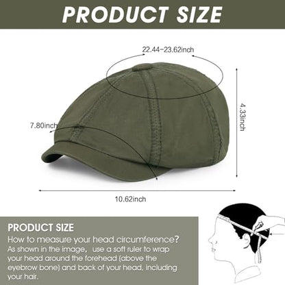 Newsboy Cap for Men Cotton 8 Panel Men's Flat Cap - color: Armygreen+navy, size: One Size