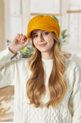 Sumolux Women Beret Newsboy Hat French Cap Classic Winter - color: Yellow