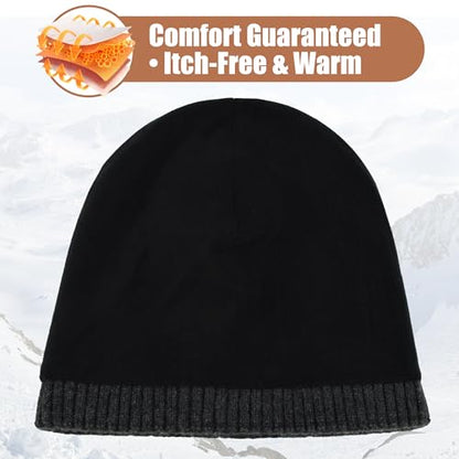 Unisex XXL Winter Hat, Fleece Lined Beanie Skull Cap Thermal Beanies Warm Ski Hat for Cold Weather - color: Dark Heather Gray