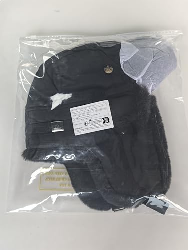 Fur Winter Trapper Hat,Unisex Taslon Faux Fur Aviator Ski Trapper Trooper Pilot Hat,Snow Eskimo Hat with Ear Flaps - color: Black, size: Small-Medium