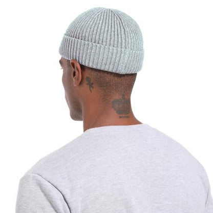 ROYBENS Swag Wool Knit Cuff Short Fisherman Beanie for Men Women Winter Hat - color: 1pcs-flower Gray