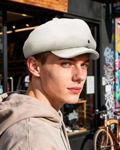 Croogo Baker Boy Newsboy Cap Beret Hats Adjustable Cabbie Apple Hat for Men - color: Bl45-beige